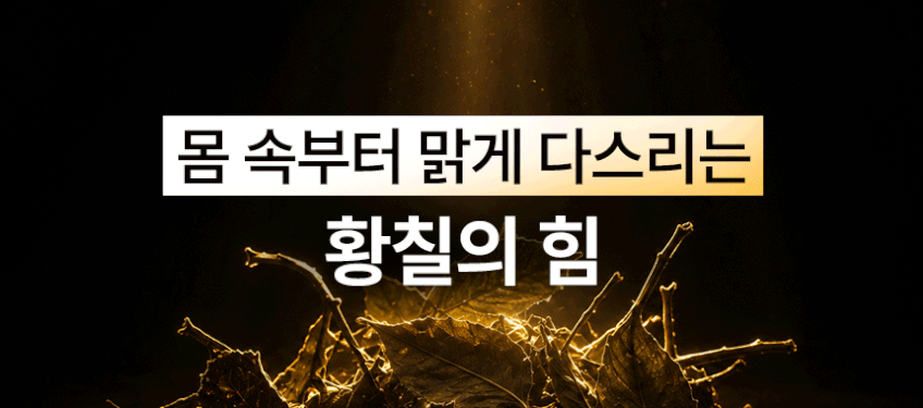 황칠 원료를 표현한 골드 톤 이미지